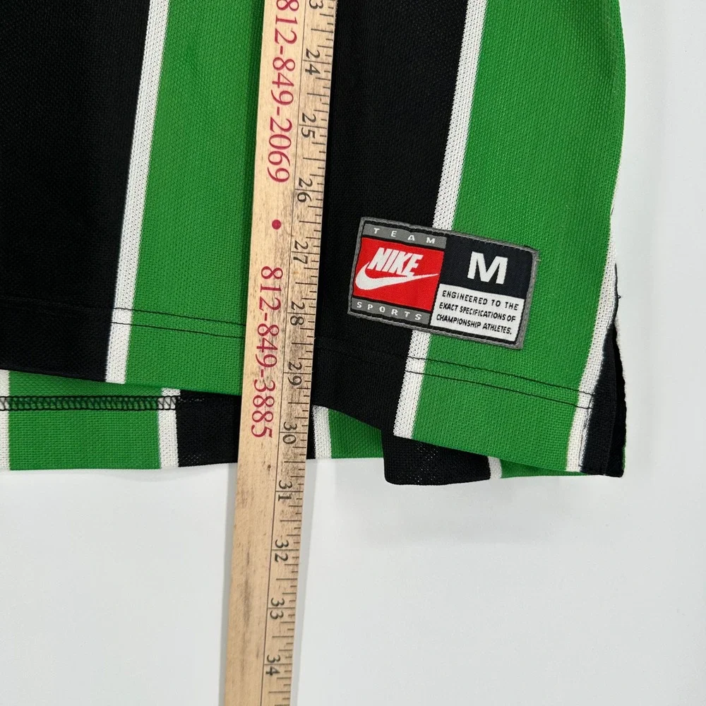 Vintage 90s Nike Team Soccer Striped Jersey Green Black White Mesh Mens Medium